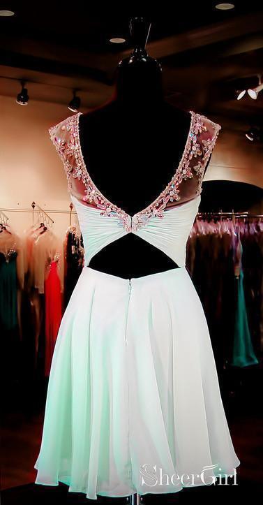 Mint Chiffon Beaded Homecoming Dresses 2018 Short Homecoming Dresses,Apd1620 Mint Chiffon Beaded Homecoming Dresses 2018 Short Homecoming Dresses,Apd1620