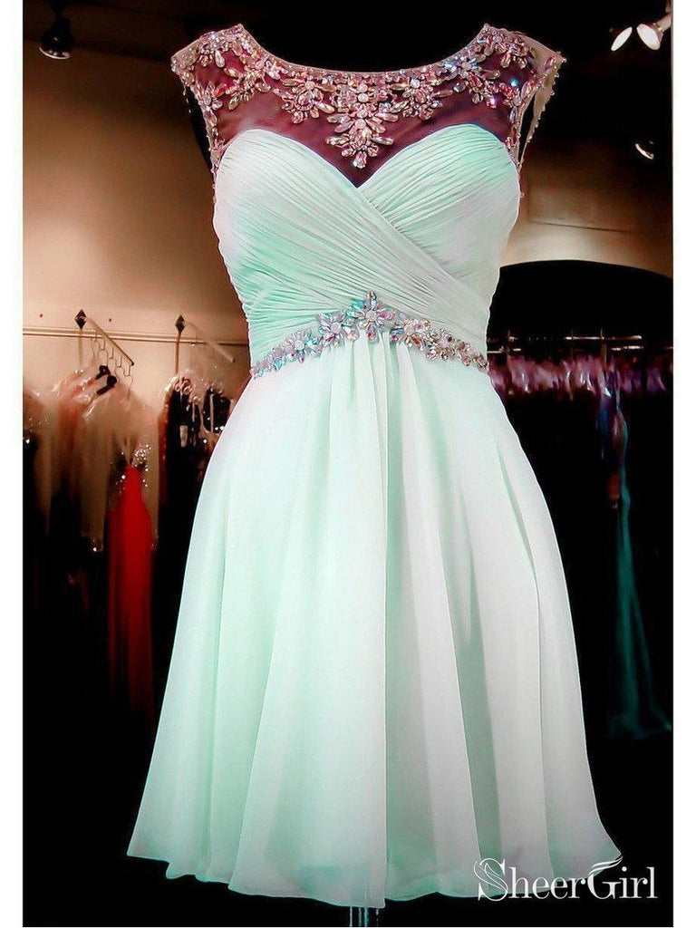 Mint Chiffon Beaded Homecoming Dresses 2018 Short Homecoming Dresses,apd1620 Mint Chiffon Beaded Homecoming Dresses 2018 Short Homecoming Dresses,apd1620