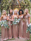 Neodpovídající růžové zlaté flitry dlouhé svatební šaty pro družičku APD2806 