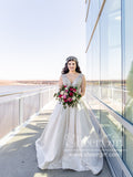 Modern and Elegant Satin Wedding Dress A Line V Neck Beading Bodice Bridal Gown AWD1775-SheerGirl
