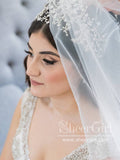 Modern and Elegant Satin Wedding Dress A Line V Neck Beading Bodice Bridal Gown AWD1775-SheerGirl