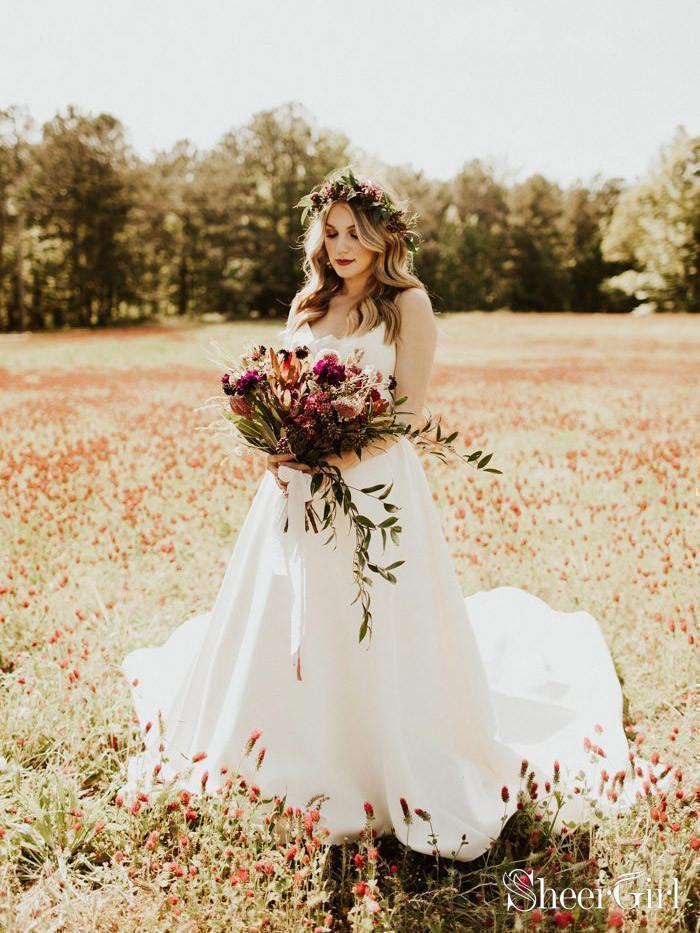 Modest Ivory Simple Ball Gown Wedding Dresses Plus Size Bridal Gown AWD1308 Modest Ivory Simple Ball Gown Wedding Dresses Plus Size Bridal Gown AWD1308