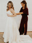 Jednoduché společenské svatební šaty v barvě slonovinové barvy Svatební šaty větší velikosti AWD1308 