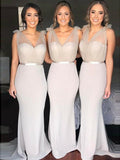 Modest Light Grey Mermaid Long Bridesmaid Dresses Plus Size ARD1835-SheerGirl