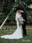 Modest Long Sleeve Lace Mermaid Wedding Dresses Rustic Bridal Gown AWD1364