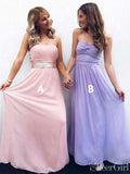Modest Strapless Ruched Bridesmaid Dress Chiffon Formal Dresses ARD2349-SheerGirl