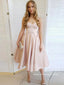 Modest Strapless Satin Prom Dress Tea Length Homecoming Dress ARD2748