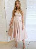 Modest Strapless Satin Prom Dress Tea Length Homecoming Dress ARD2748-SheerGirl