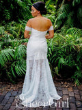 Modest Sweetheart Neck Lace Bridal Dress Beach Wedding Dresses With Slit AWD1595-SheerGirl