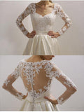 Modest Wedding Dresses With Sleeves See Through Vintage Wedding Dresses AWD1042-SheerGirl