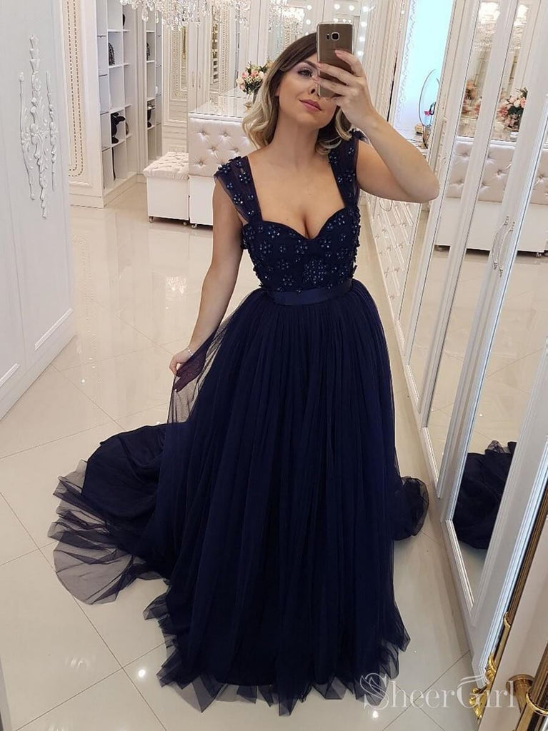 2024 Navy Blue Sweetheart Ball Gown Evening Dress Vintage New Lace Applique  Prom Gowns Formal Sweet 15 Party Dresses - AliExpress