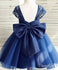 Navy Blue Toddler Flower Girl Dresses Lace Flower Girl Dress with Bow ARD1291-SheerGirl