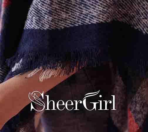 Navy Blue Wool Shwal Chic Stripe Printed Winter Wraps WJ0016-SheerGirl
