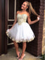 Navy Tulle with Gold Lace Appliqued Sweetheart Neck Homecoming Dresses,apd1598