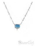 New Arrival! 925 Silver Accessories Delicate Chain Water Blue Crystal Pendent NC3001-SheerGirl