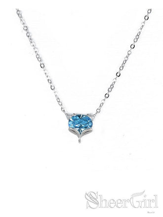 New Arrival! 925 Silver Accessories Delicate Chain Water Blue Crystal Pendent NC3001-SheerGirl
