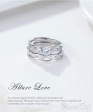 New Arrival! 925 Silver Couple Rings with Zircon and Cross Texture RI5001-SheerGirl