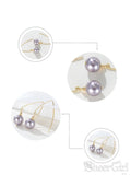 New Arrival! 925 Silver Gold Pyramid Stud Mauve Pearls Earrings EA4001-SheerGirl