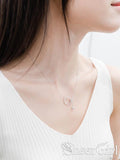 New Arrival! Ring Shape Small Zircon Around Crossed Chain Sterling 925 Silver Necklace NC3003-SheerGirl
