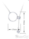 New Arrival! Ring Shape Small Zircon Around Crossed Chain Sterling 925 Silver Necklace NC3003-SheerGirl