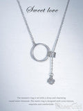 New Arrival! Ring Shape Small Zircon Around Crossed Chain Sterling 925 Silver Necklace NC3003-SheerGirl