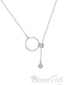 New Arrival! Ring Shape Small Zircon Around Crossed Chain Sterling 925 Silver Necklace NC3003