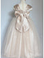 Nude Long Flower Girl Dresses with Bowknot Cheap Cute Dress for Kids ARD1280
