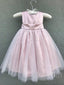 Vestidos de niña de flores baratos y sencillos de color rosa nude con lazo ARD1288 