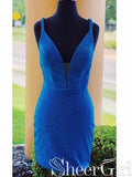 Ocean Blue Sheath Homecoming Dress Backless Formal Dresses ARD2390-SheerGirl