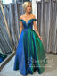 Off Shoulder Sparkly Ball Gown with Plounging V Neck Floor Length Prom Dress ARD2593