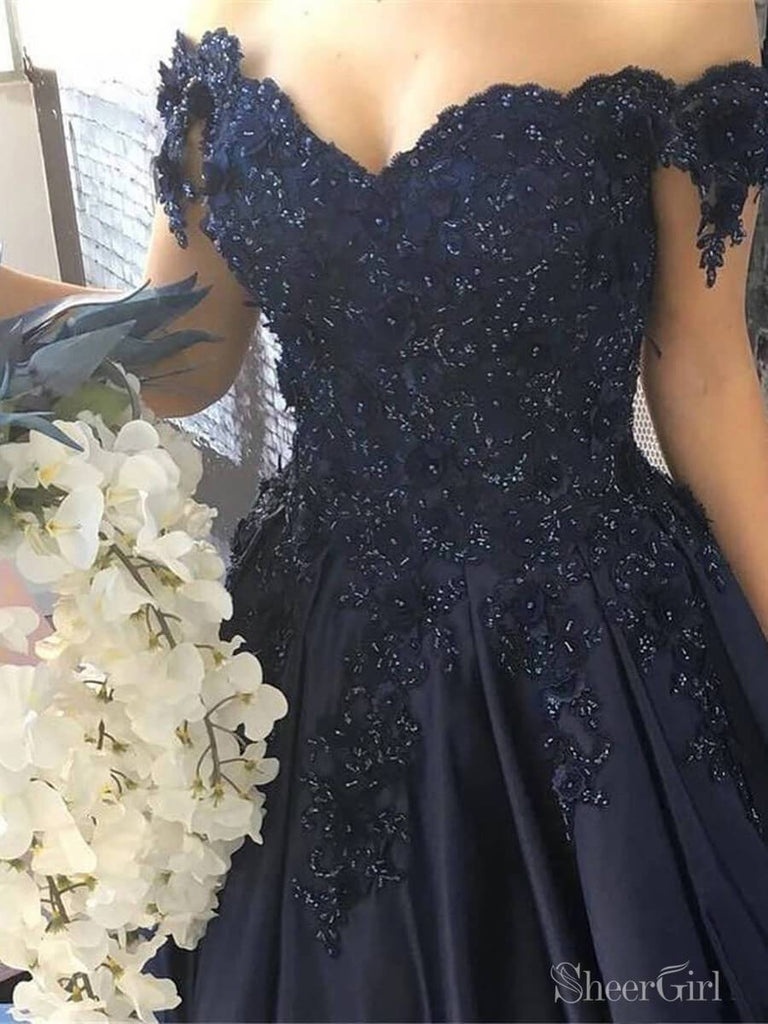 Off The Shoulder Lace Prom Dresses Long Beaded Formal Dresses ARD2330-SheerGirl