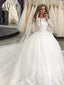 Off-The-Shoulder Long Sleeves Lace Ball Gown Wedding Dress with Sweep Train AWD1830