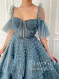 Off-The-Shoulder Sleeves Layered Tulle Ball Gown Sweetheart Neck Prom Dress ARD2690-SheerGirl