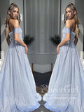 Off The Shoulder Sparkly Ball Gown with High Slit Sweetheart Neck Prom Dress ARD2706-SheerGirl
