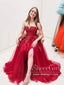 Off The Shoulder Straps Sweetheart Neck Prom Gown with High Slit ARD2688