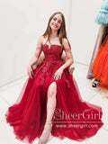 Off The Shoulder Straps Sweetheart Neck Prom Gown with High Slit ARD2688-SheerGirl