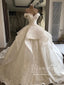 Off The Shoulder Sweetheart Neckline Vintage Lace Ball Gown Wedding Dress with Cathedral Train AWD1783