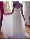 Off shoulder Ivory Chiffon Empire Beach Wedding Dresses,Summer Wedding Bridal Gowns,apd2531-SheerGirl