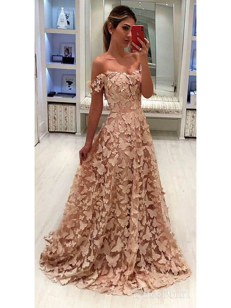 Off the Shoulder 3D Butterfly Lace Long Prom Dresses ARD1980 Off the Shoulder 3D Butterfly Lace Long Prom Dresses ARD1980