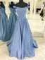 Off the Shoulder A-line Satin with Beaded Formal Long Cheap Prom Dresses,APD3234