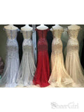 Off the Shoulder Beaded Organza Mermaid Prom Dresses Vintage Formal Evening Dress ARD1704-SheerGirl