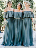 Off the Shoulder Burgundy Bridesmaid Dresses Cheap Long Bridesmaid Dress ARD1526-SheerGirl