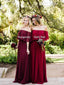 Off the Shoulder Burgundy Bridesmaid Dresses Cheap Long Bridesmaid Dress ARD1526