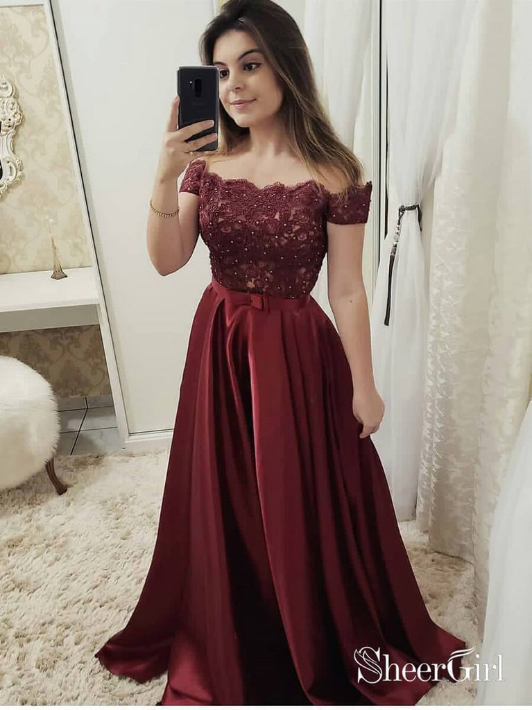 Off the Shoulder Burgundy Long Prom Dresses Lace Bodice Maroon Prom Dress ARD1895 Off the Shoulder Burgundy Long Prom Dresses Lace Bodice Maroon Prom Dress ARD1895