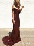 Off the Shoulder Burgundy Mermaid Prom Dresses Shiny Maroon Formal Dress ARD1569-SheerGirl