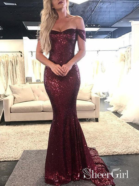 maroon and silver prom dresses Burgundy Sequin Prom Dresses with Pockets Wide Straps Formal Dress 24005 Custom Colors / 24W