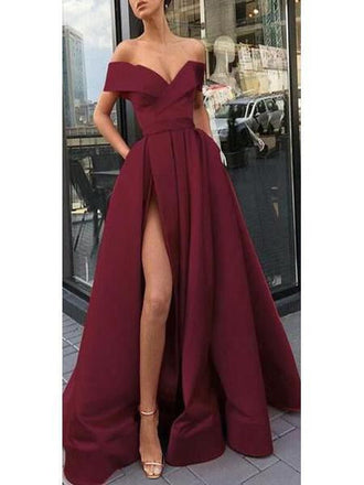 Off the Shoulder Cheap Prom Dresses with Pockets and Slit ARD2245-SheerGirl