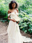 Off the Shoulder Country Wedding Dresses Backless Beach Wedding Dress AWD1132