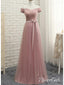 Off the Shoulder Dusty Rose Formal Dresses Simple Prom Dress ARD1056