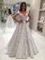 Svatební šaty s květinovou krajkou mimo rameno Levné rustikální svatební šaty AWD1430 